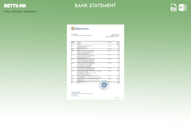 модерен стил Јужноафрикански Дискавери банкарски шаблон ексел